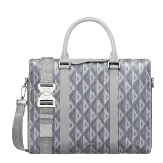 Elegant Dior Lingot Briefcase With Geometric Pattern And Signature Buckle 93266