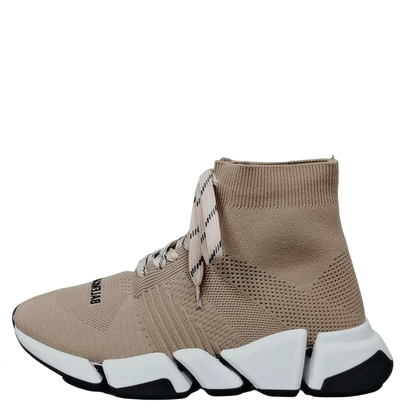 Balenciaga Unisex Beige Lace-up Sock Sneakers Fashionable Footwear for Men and Women with Unique Design