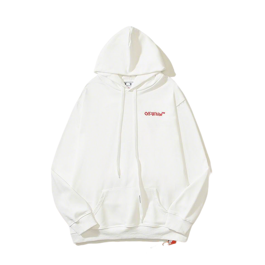 Off-White White Hoodie With Red Logo For Chic Streetwear Enthusiasts
