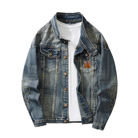 Hermès Embroidered Denim Jacket With Classic Button Design