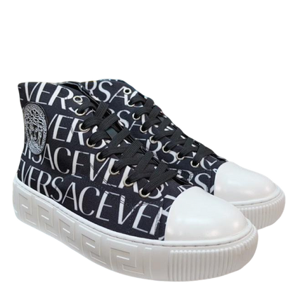 Versace Men's High-Top Sneakers - Luxury Designer Athletic Footwear with Baroque Print & Greek Key