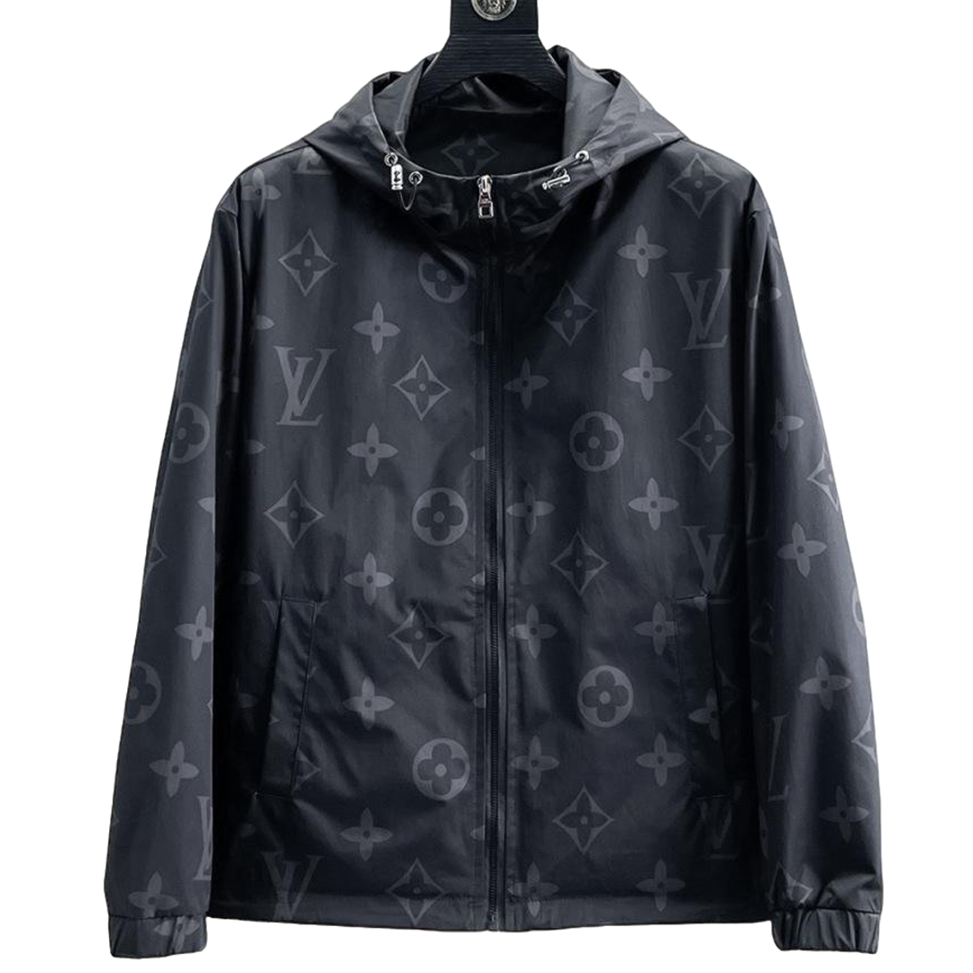 Louis Vuitton Monogram Print Hooded Windbreaker with Zip-Front