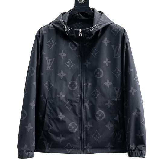Louis Vuitton Monogram Print Hooded Windbreaker with Zip-Front
