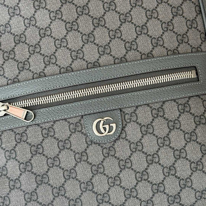 Fashionable Gray Gucci Backpack With Signature GG Pattern And Functional Design 821938