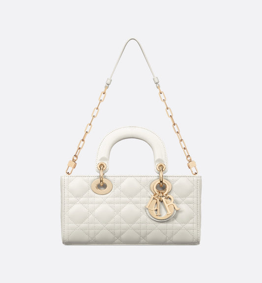 Elegant Black Dior lady d-joy Handbag With Quilted Leather And Gold - Toned Logo Charms M0613O