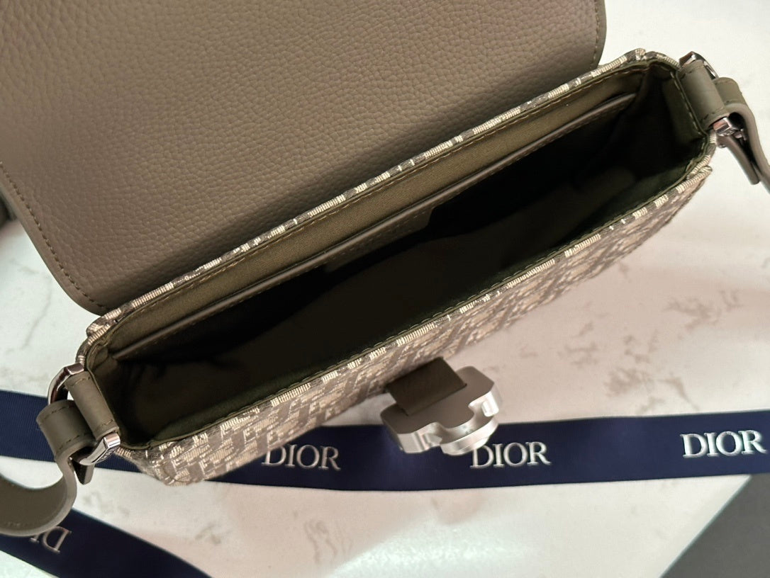Chic Dior Saddle Bag With Monogram Canvas And Leather Flap 93366