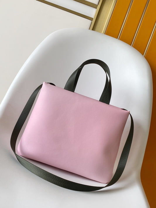 Elegant Pink Louis Vuitton Tote Bag With Contrast Color Handles And Branding