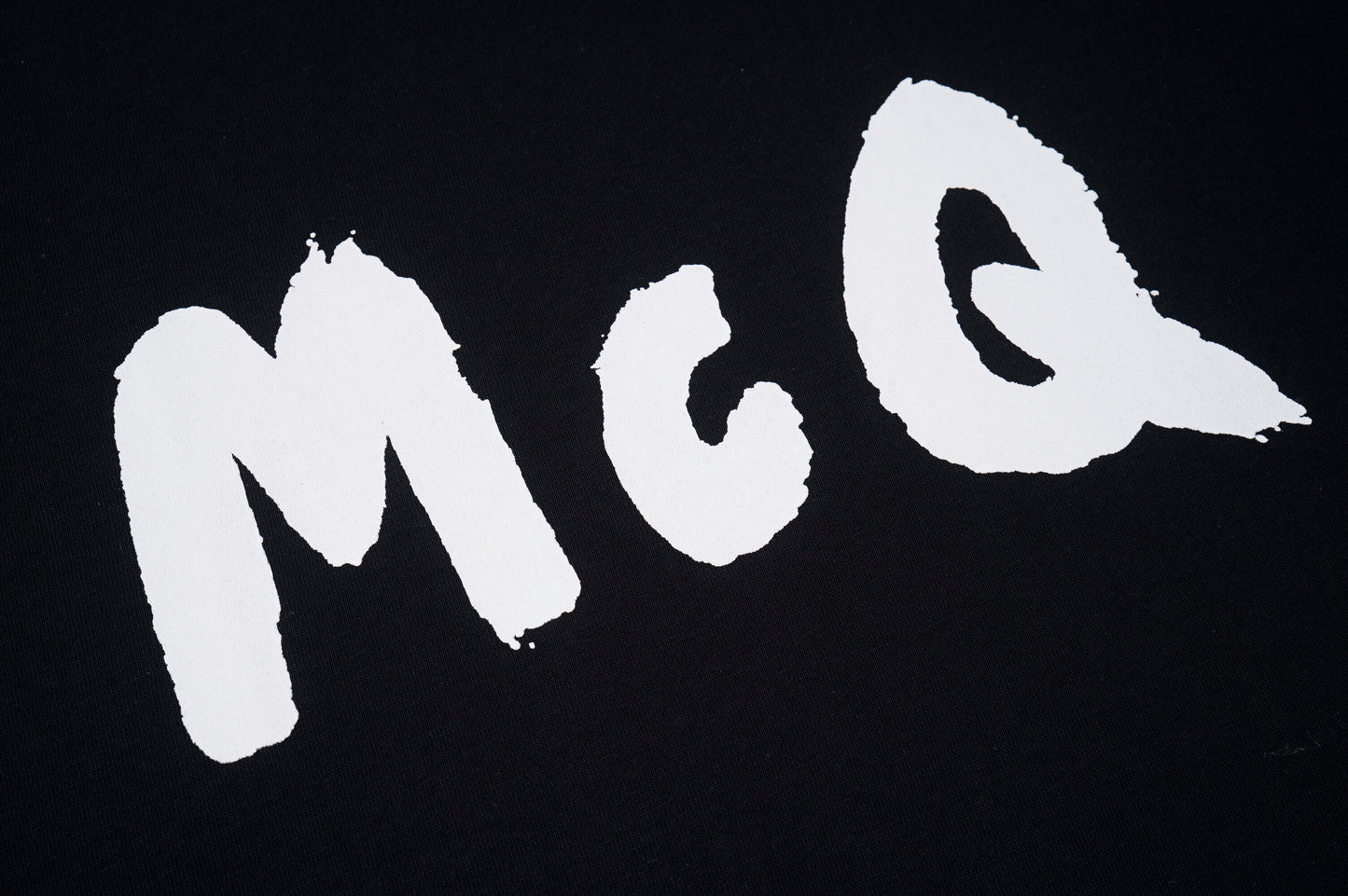 Alexander McQueen Black/White T - Shirt With Bold White McQ Brush - Stroke Lettering