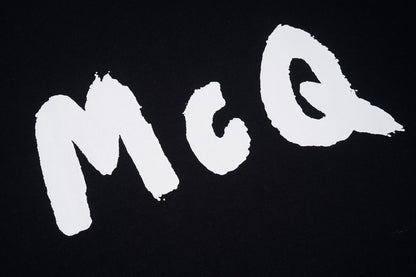 Alexander McQueen Black/White T - Shirt With Bold White McQ Brush - Stroke Lettering