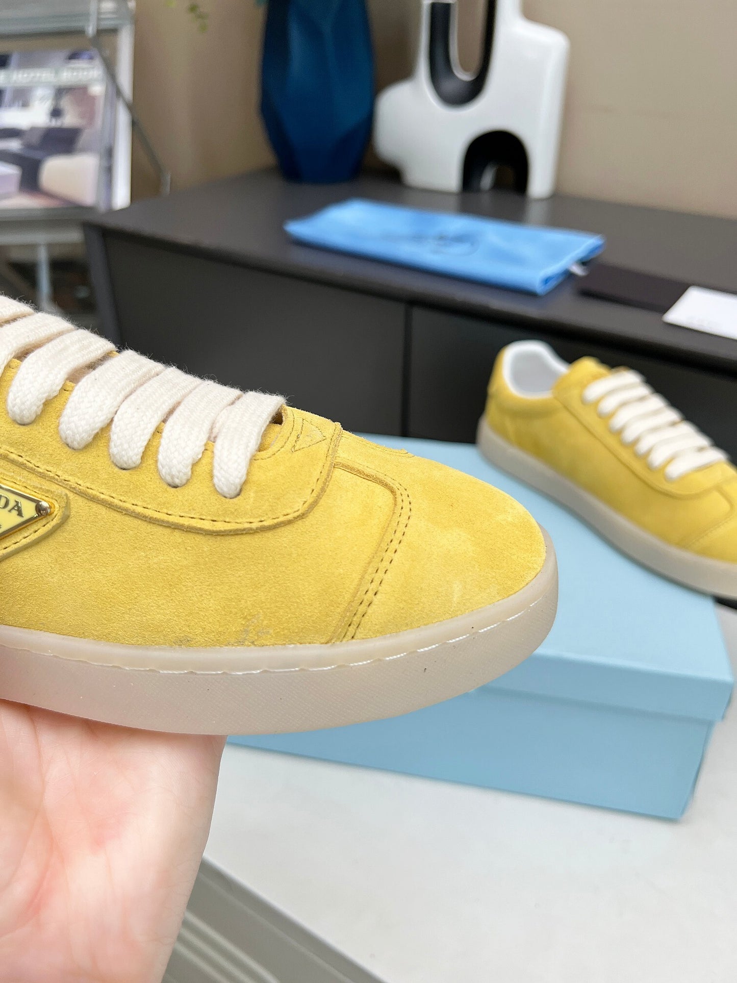 Prada Unisex Sneakers Triangle Logo Luxury Fashion Sneakers