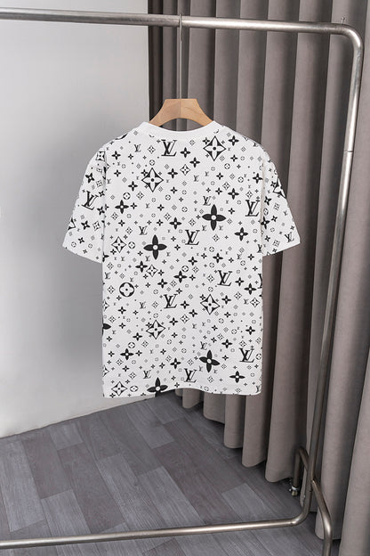 Louis Vuitton Monogram Printed White Short Sleeve T Shirt for Fashion Enthusiasts