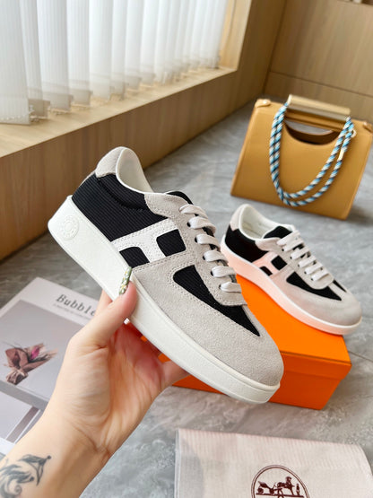 Hermes Women's Sneakers Iconic H Logo Leather Casual Fashion Shoes