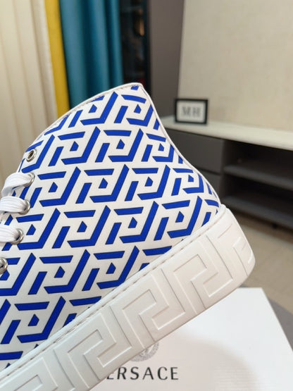 Versace Men's High-Top Sneakers - Luxury Designer Athletic Footwear with Baroque Print & Greek Key