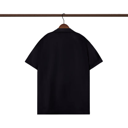 Burberry Style Black/White Short Sleeve Shirt With Checkered Pocket Detail