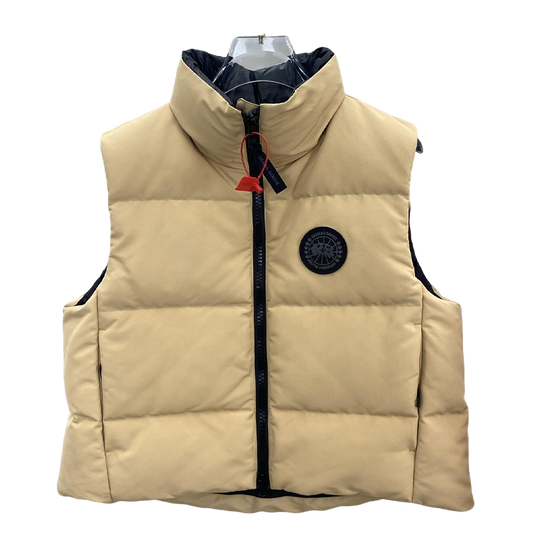 Women's Beige Canada Goose Style Down Vest For Winter Warmth