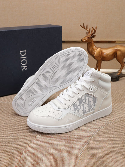 Dior Men's High Top Sneakers with Oblique Pattern and Adjustable Strap