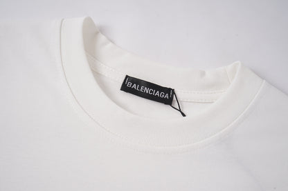 Balmain White/Black Tee With Colorful Striped Logo For Fashion - Forward Casual Outfits