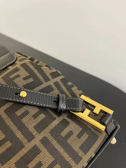 Elegant Fendi Mini Backpack With Iconic FF Pattern And Gold - Tone Hardware 185
