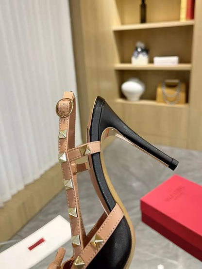 Valentino Women's Rockstud Bow Slingback Pumps Luxury Pointed Toe High Heels