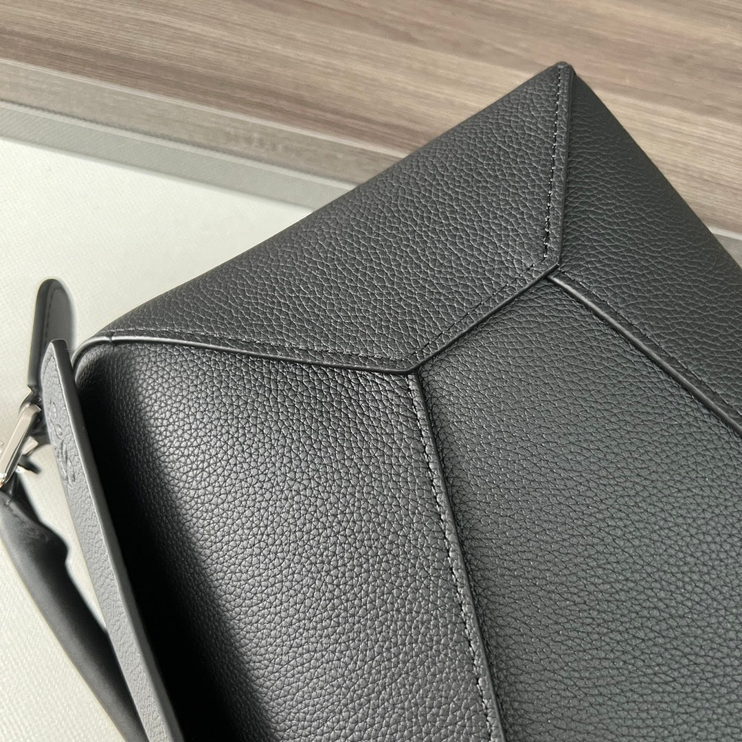 Loewe Black Puzzle Bag With Geometric Design And Top Handle 062329