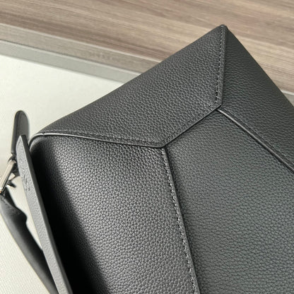 Loewe Black Puzzle Bag With Geometric Design And Top Handle 062329