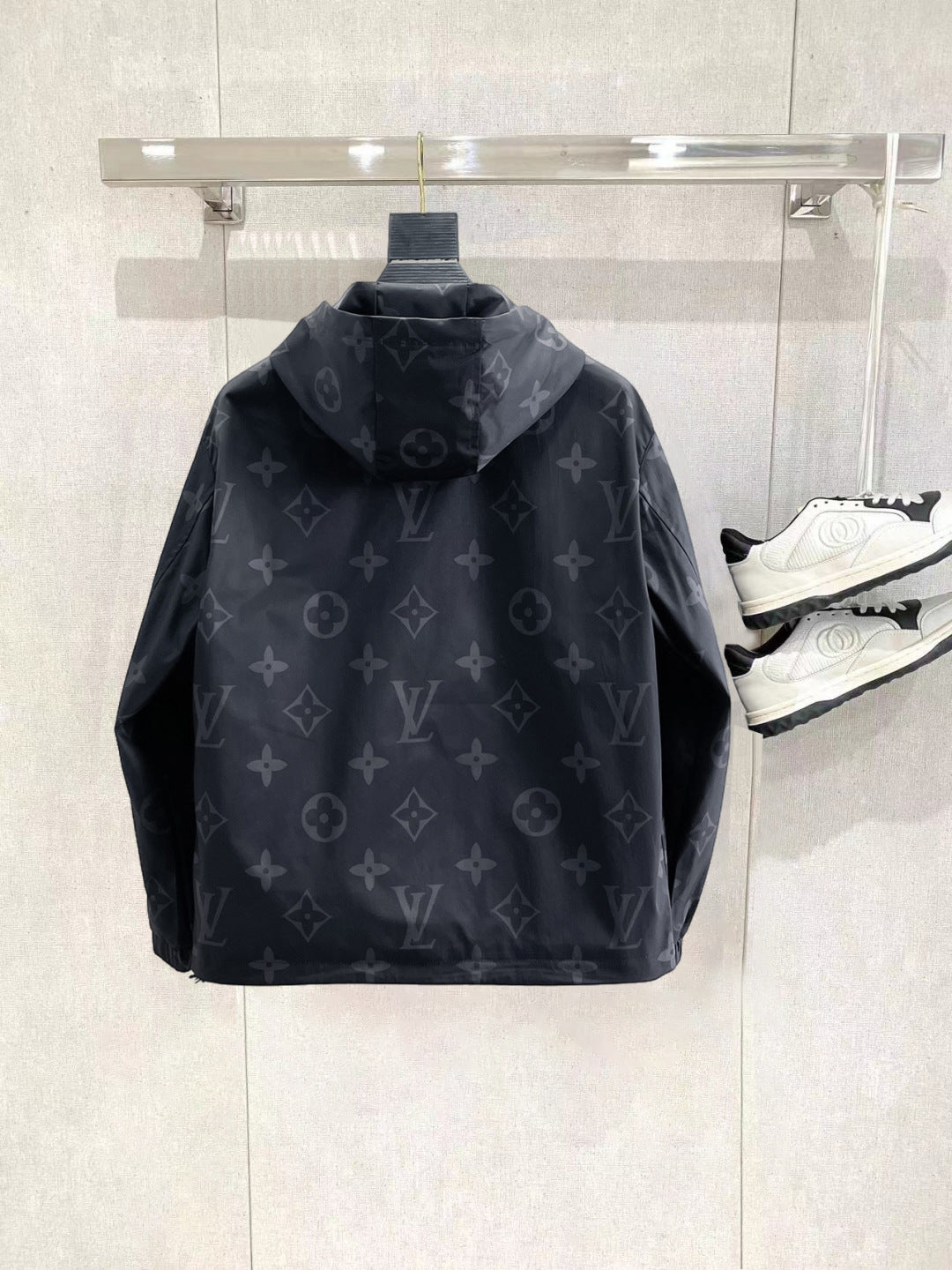 Louis Vuitton Monogram Print Hooded Windbreaker with Zip-Front
