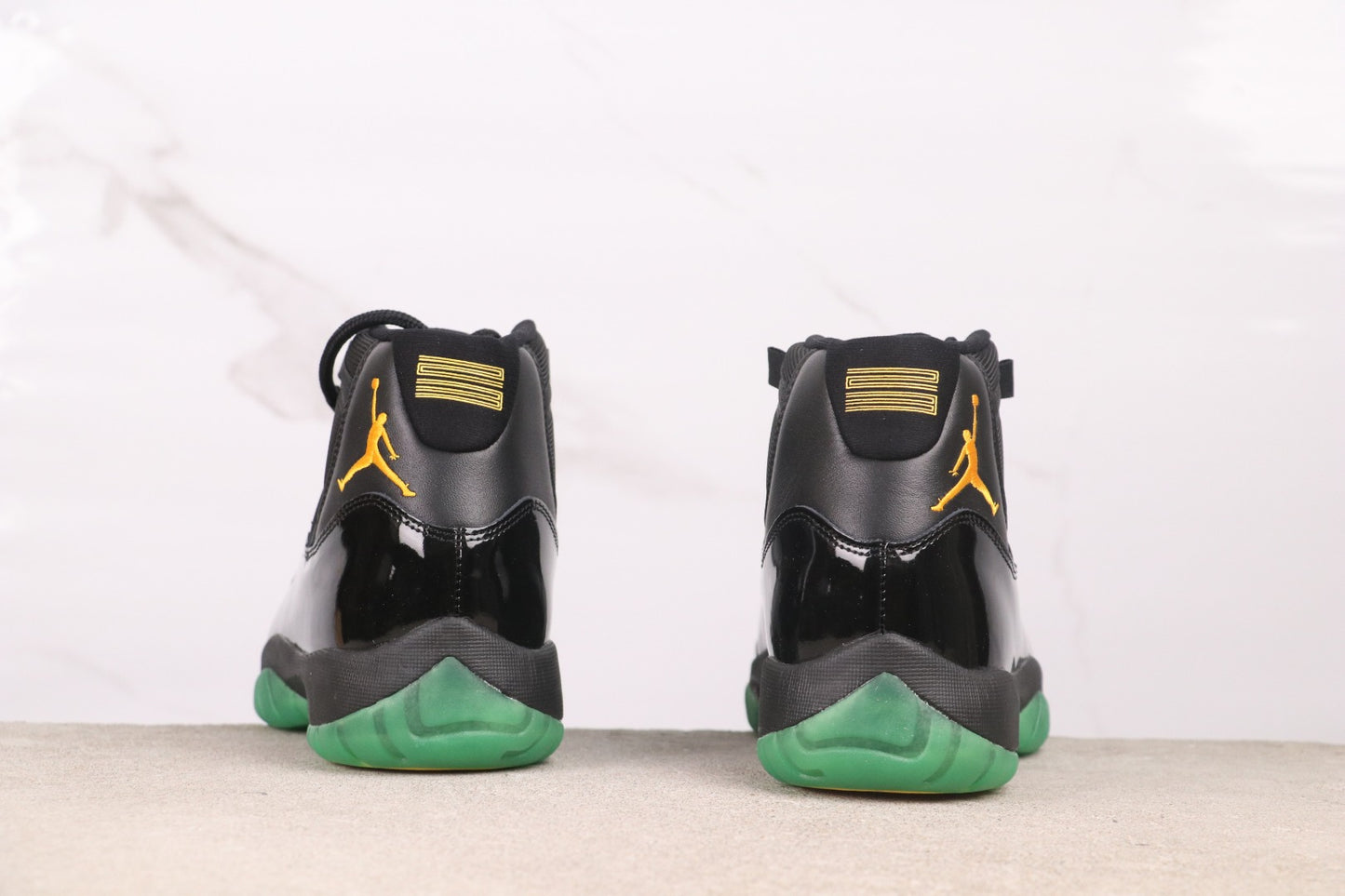 Air Jordan 11 High Black Green Yellow Patent Leather Basketball Shoes