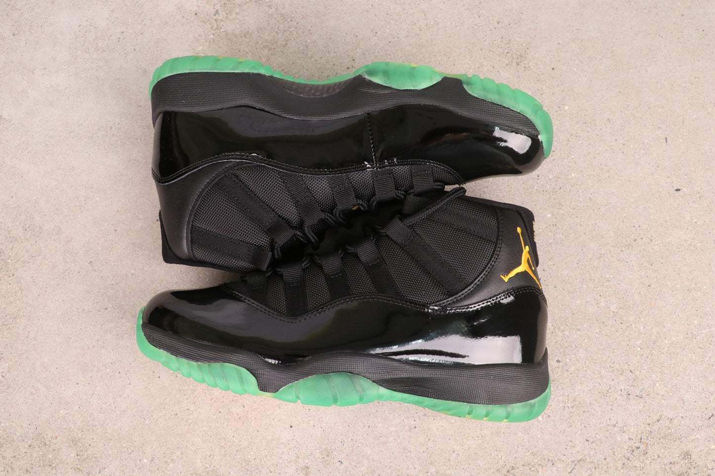 Air Jordan 11 High Black Green Yellow Patent Leather Basketball Shoes