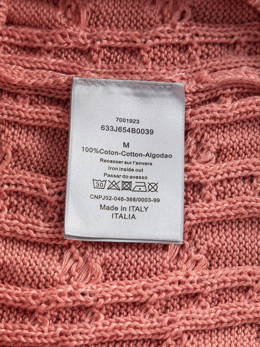 Dior Pink Cable - Knit Crew Neck Long - Sleeve Fashion Sweater