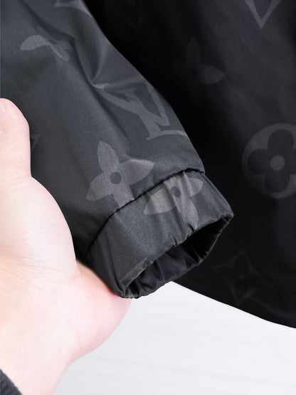 Louis Vuitton Monogram Print Hooded Windbreaker with Zip-Front
