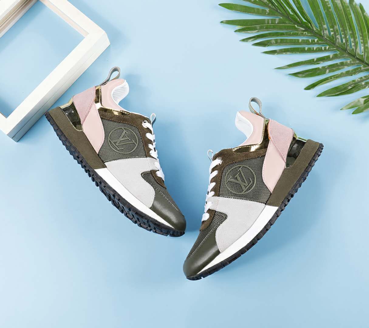 Louis Vuitton Women's Multicolor Mesh And Suede Sneakers With Logo
