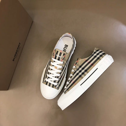 Burberry Unisex Plaid Canvas Sneakers Stylish Comfortable Footwear For Men And Women
