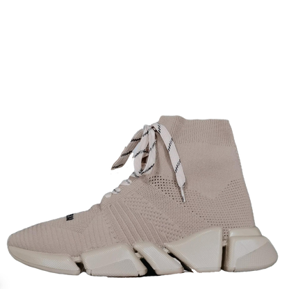 Balenciaga Unisex Beige Lace-up Sock Sneakers Stylish Footwear for Fashion-conscious Men and Women