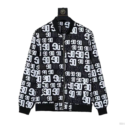 Dolce & Gabbana Inspired Black Bomber Jacket With Monogram Print
