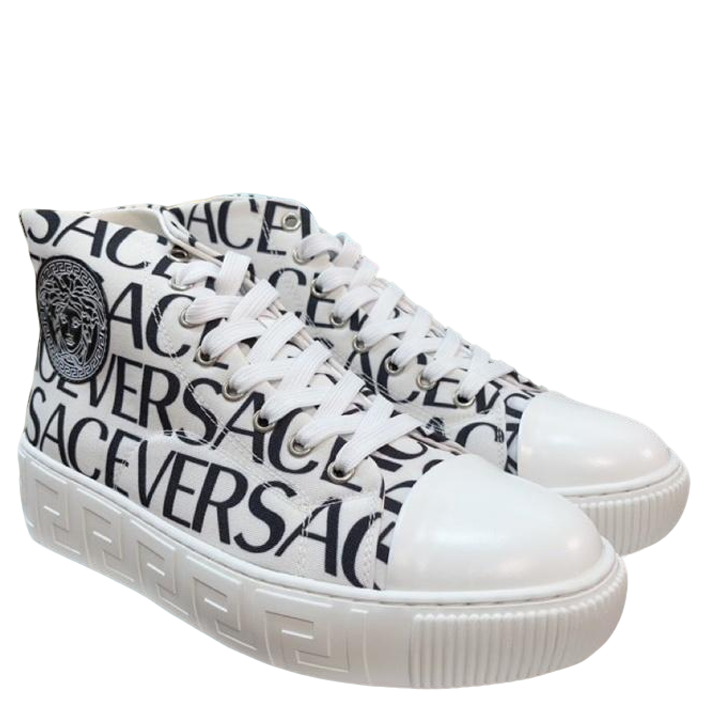 Versace Men's High-Top Sneakers - Luxury Designer Athletic Footwear with Baroque Print & Greek Key