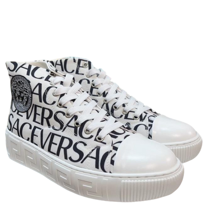 Versace Men's High-Top Sneakers - Luxury Designer Athletic Footwear with Baroque Print & Greek Key