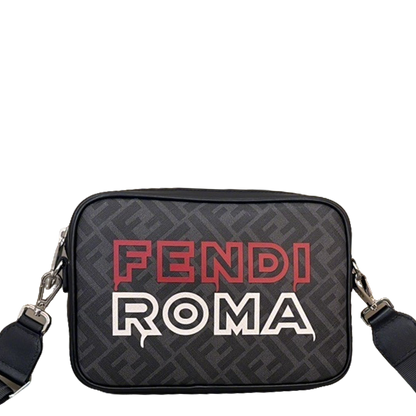 Fashionable Fendi Crossbody Bag With FF Pattern And Bold Fendi Roma Lettering 7m286