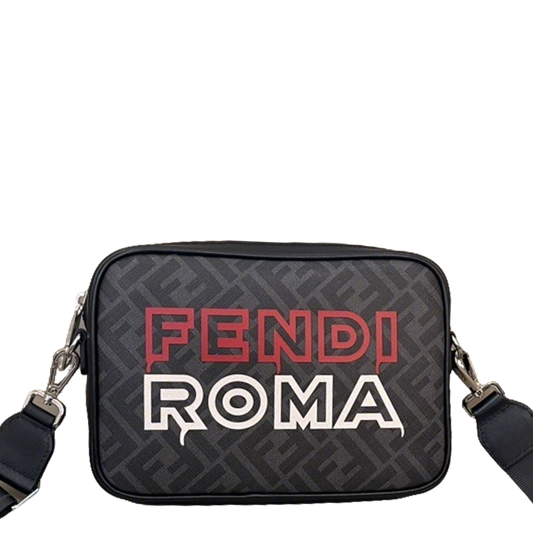 Fashionable Fendi Crossbody Bag With FF Pattern And Bold Fendi Roma Lettering 7m286