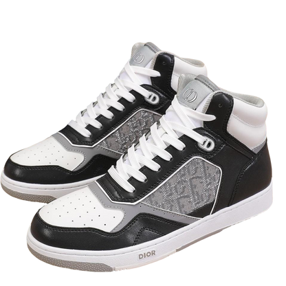 Dior Men's High Top Sneakers with Oblique Pattern and Adjustable Strap
