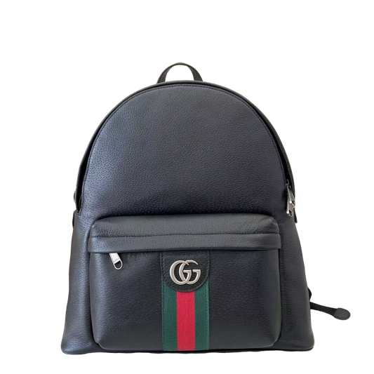 Stylish Black Gucci Backpack With Signature GG Logo And Web Stripe For Fashion - Forward Individuals 834466