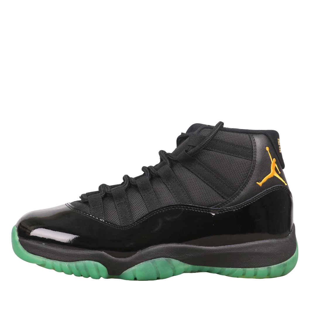 Air Jordan 11 High Black Green Yellow Patent Leather Basketball Shoes