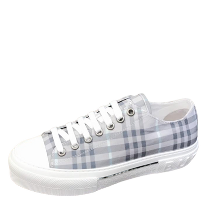 Burberry Unisex Grey Plaid Canvas Sneakers Stylish Comfortable Footwear For Men And Women With Iconic Check Pattern