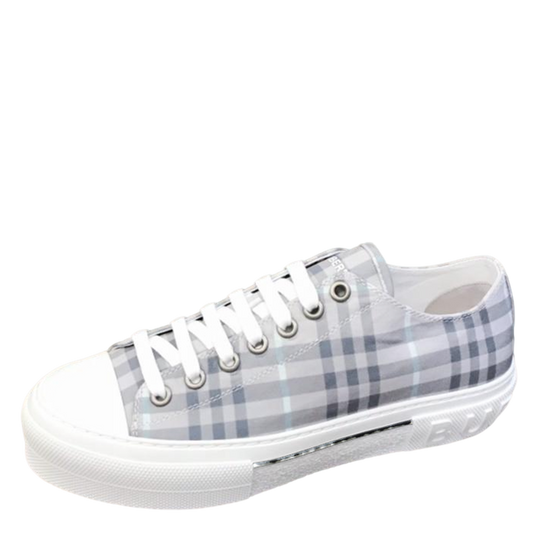 Burberry Unisex Grey Plaid Canvas Sneakers Stylish Comfortable Footwear For Men And Women With Iconic Check Pattern