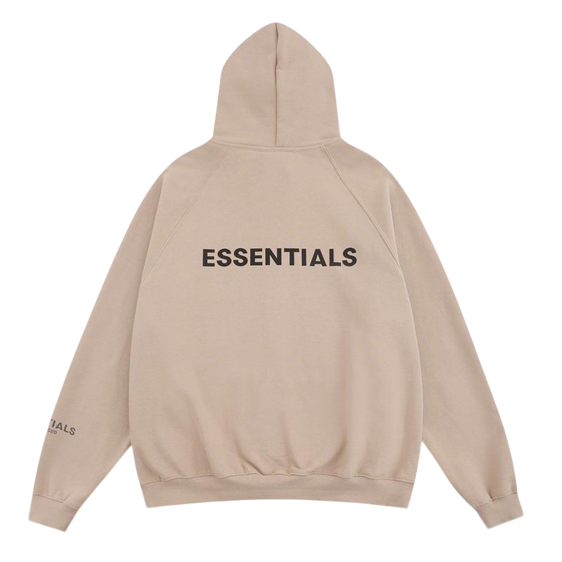 Fear of God Essentials Beige Hoodie With Bold Back Logo