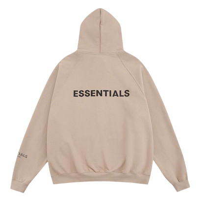 Fear of God Essentials Beige Hoodie With Bold Back Logo