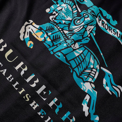 Burberry Black Short - Sleeve Shirt With Equestrian Knight Emblem Design