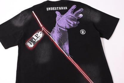 Hellstar Black T - Shirt With Flaming Graphic And Distinctive Rock - Inspired Design