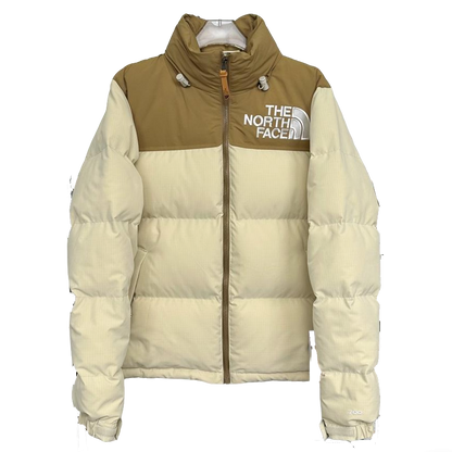 The North Face Nuptse Puffer Jacket With Beige And Brown Colorblock Design