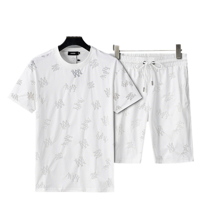 Men's AMIRI White Logo - Printed T - Shirt And Shorts Set