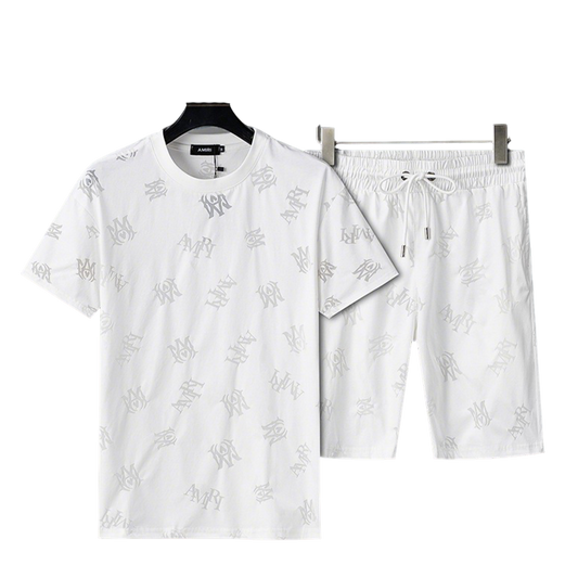 Men's AMIRI White Logo - Printed T - Shirt And Shorts Set